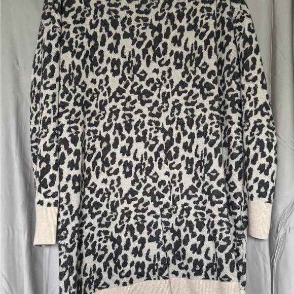LOFT Sweaters - Leopard Print Sweater Dress- Black and Cream